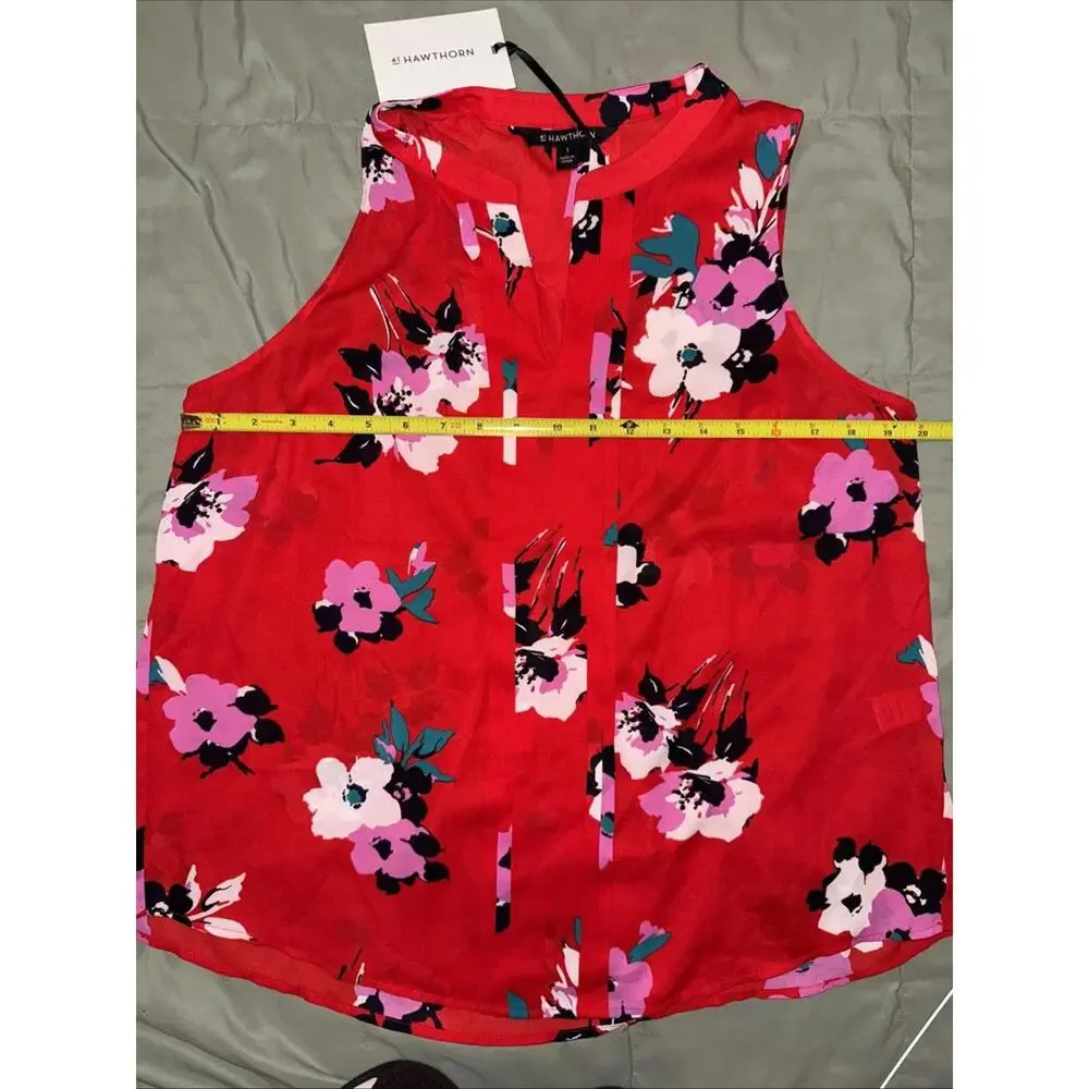41 Hawthorn Lexie Floral Sleeveless Blouse, Women's Size L - Red Multi